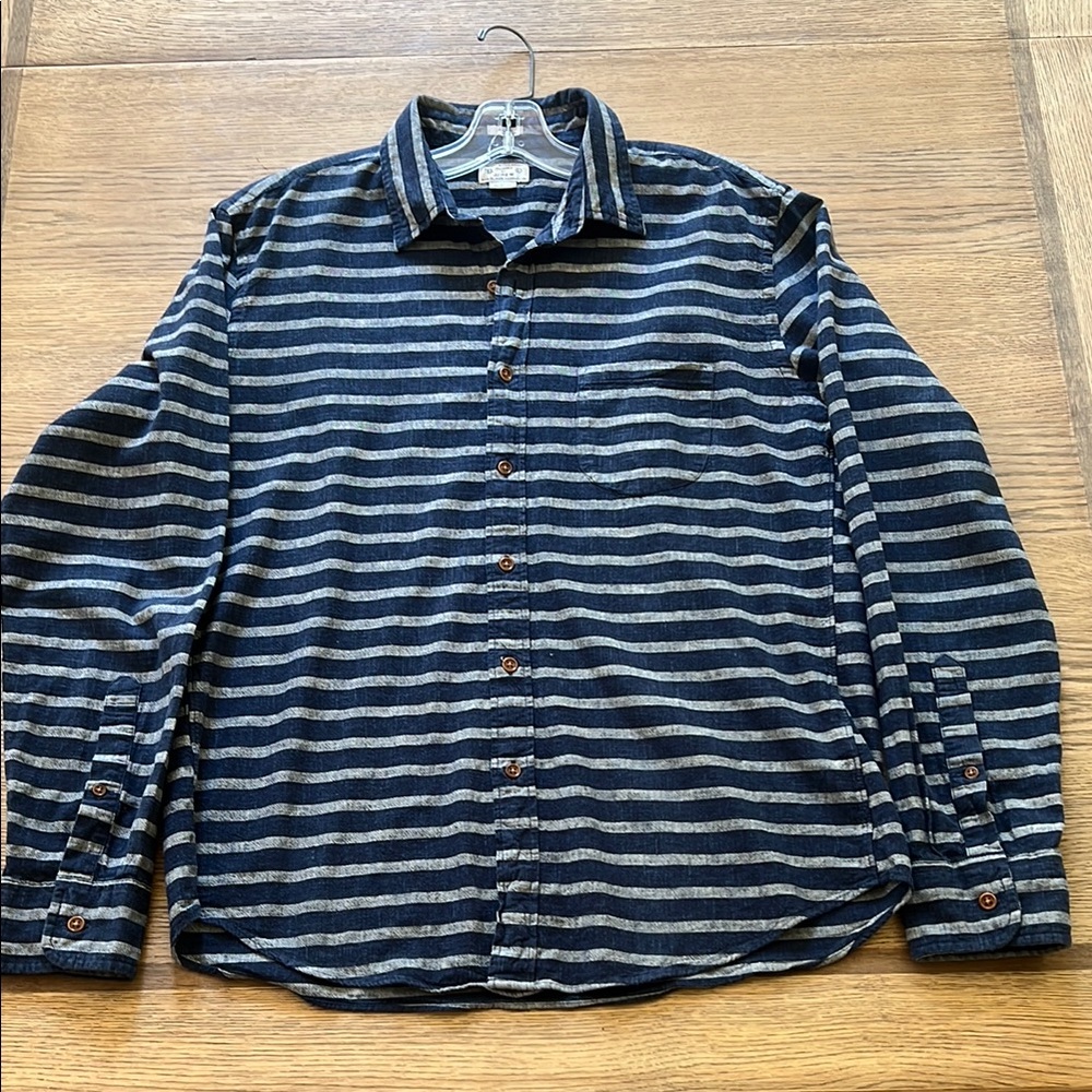 J. Crew Navy and Gray Casual Button Down Shirt